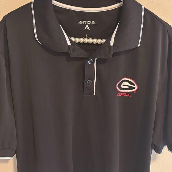 Antigua Black Polo Shirt with Georgia bulldogs logo size large - Picture 2 of 6